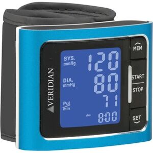 Brushed Aluminum Deluxe Wrist Digital Blood Pressure Monitor, Blue